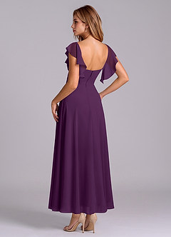 Azazie Leilani 신부 들러리 드레스 A라인 셔링 쉬폰 발목 길이 드레스 image5