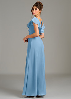 Azazie Kimmy Bridesmaid Dresses Steel Blue A-Line Ruched Chiffon Dress image2