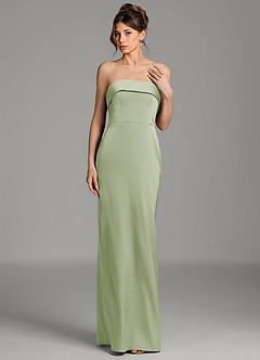 Azazie Phoenyx Robes à essayer chez vous Robe Fourreau en Satin extensible Bustier Vert Sauge image3