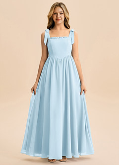 Azazie Delia Junior Abito A-Line in Chiffon Fiocco Azzurro image5