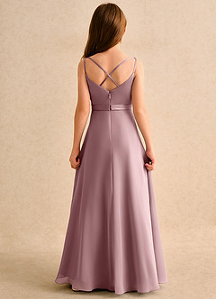 Azazie Umina Girls Formal Jurken voor bloemenmeisjes A-Lijn Jurk van Mat Satijn Geplooid Stoffige Roos image2