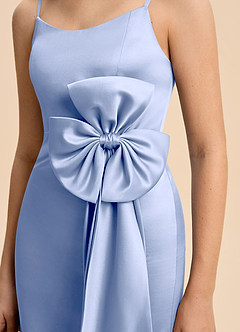 Azazie Nellie Junior Ice A-Line Bow Matte Satin Dress image8
