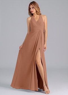 Azazie Dorota Bridesmaid Dresses Bronzer A-Line Pleated Chiffon Dress image4