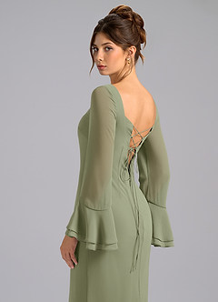 Azazie Leone Bridesmaid Dresses Pistachio Mermaid Corset Chiffon Dress image2