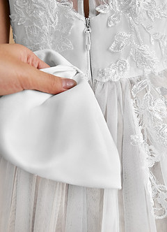 Azazie Bitsy Flower Girl Dresses Diamond White A-Line Lace Tulle Dress image7