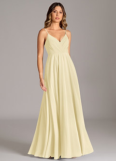Azazie Amani Bridesmaid Dresses Lemon Sorbet A-Line Pleated Chiffon Dress image5