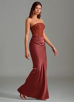 Azazie Emilia Robes de demoiselle d'honneur Robe Sirène en Satin extensible Bustier Terracotta image3