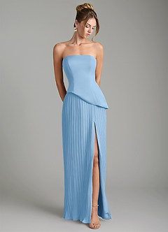 Azazie Tierney Bridesmaid Dresses Powder Blue A-Line Strapless Chiffon Convertible Dress image4