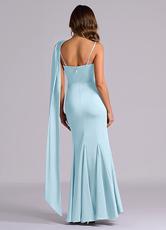 Azazie Inara Suknie dla druhen Syrena Pofałdowany Satyna elastyczna Do ziemi Sukienka image3