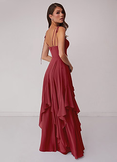 Barbie ♥ Azazie Bridesmaid Dresses Pomegranate A-Line Bow Chiffon Dress image2
