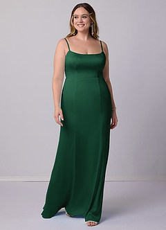 Barbie ♥ Azazie Bridesmaid Dresses Dark Green Mermaid Bow Stretch Satin Dress image7