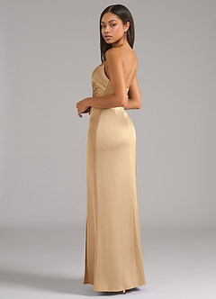 Azazie Marla Bridesmaid Dresses Champagne Sheath Strapless Stretch Satin Convertible Dress image5