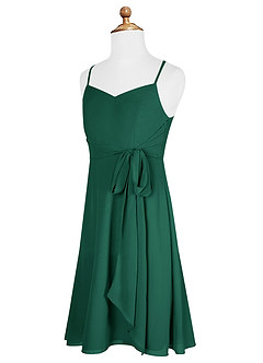 Azazie Doll Junior Emerald A-Line Bow Chiffon Dress image7