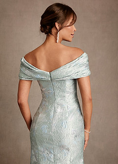 Azazie Adrian vestidos de madre de la novia Vestido de Jacquard De Agave de Jacquard Floral de Corte Recto con Vestidos sin tirantes image6