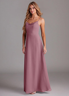 Azazie Daenerys Bridesmaid Dresses Vintage Mauve A-Line Cowl Chiffon Dress image4