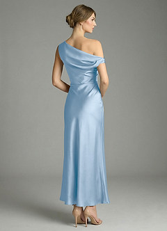 Azazie Emerson Bridesmaid Dresses Powder Blue Mermaid Off the Shoulder Stretch Satin Dress image6