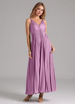 Azazie Raychelle Bridesmaid Dresses Wisteria A-Line Pleated Stretch Satin Dress image5