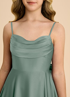 Azazie Bear Junior Abito A-Line in Raso Elasticizzato Scollo a Cuore Salvia Argentata image8