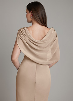 Azazie Hadley Robes de demoiselle d'honneur Robe Sirène en Mousseline de soie Plissée Taupe image7