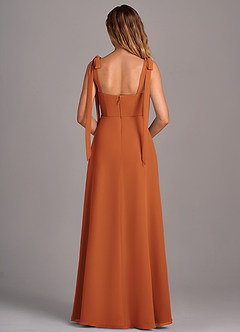 Azazie Debra Bridesmaid Dresses Cinnamon A-Line with Pockets Chiffon Convertible Dress image3