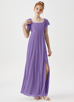Azazie Bondi Junior A-Linie Seitliche Cut-Outs Gittergewebe Kleid Tahiti image5