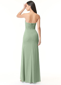 Azazie Darria Bridesmaid Dresses Matcha Sheath Square Neckline Pleated Stretch Chiffon Convertible Dress image2