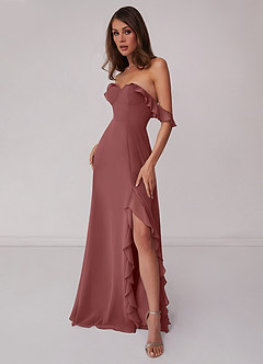 Barbie ♥ Azazie Jurken voor bruidsmeisjes Converteerbaar Jurk van Chiffon met A-Lijn Off the Shoulder Amethist image4