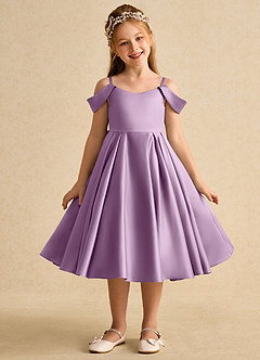 Azazie Favia Final Sale Wisteria A-Line Off the Shoulder Matte Satin Dress image1