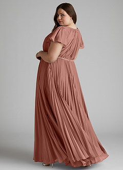 Azazie Kara Modest Bridesmaid Dresses A-Line Pleated Chiffon Floor-Length Dress image11