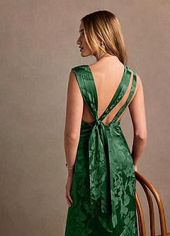 Bellini Hunter Green Jacquard Satin Maxi Dress image2