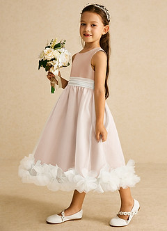 Azazie Stardust Flower Girl Dresses English Rose A-Line Sleeveless Organza Dress image3