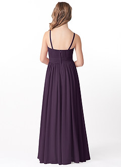 Azazie Astrid Junior Plum A-Line Floral Chiffon Dress image2