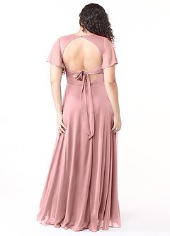 Azazie Induh Bridesmaid Dresses Dusty Rose A-Line Flutter V-neck Mesh Dress image8