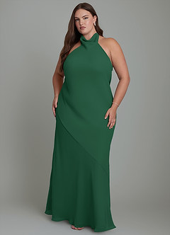 Azazie Velli Bridesmaid Dresses Dark Green Mermaid High Neck Chiffon Dress image8