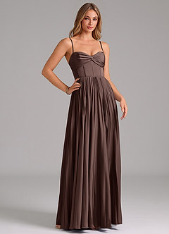 Azazie Akiko Bridesmaid Dresses Ganache A-Line Sweetheart Neckline Stretch Satin Dress image3