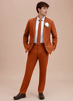 front Ethan Naranja Quemada Chaqueta de traje de tejido refinado