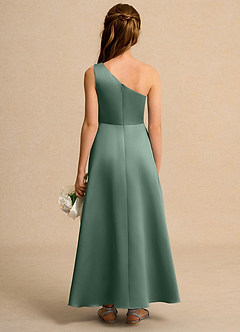 Azazie Taffy Junior Formal vestidos de niña de las flores Vestido de Eucalipto de Satin Mate de Corte En A con Encaje image2