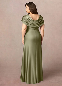 Azazie Branford Mother of the Bride Dresses Pistachio A-Line Pleated Stretch Satin Dress image10