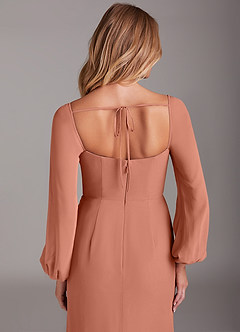 Azazie Charissa Bridesmaid Dresses MAI TAI Sheath Long Sleeve Chiffon Dress image2
