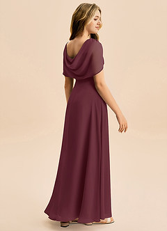 Azazie Emma Junior Robe Trapèze en Mousseline de soie Plissée Cabernet image6