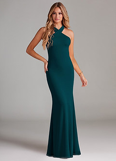 Azazie Doretta Bridesmaid Dresses Pine Mermaid Pleated Chiffon Dress image1