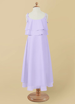 Azazie Temi Flower Girl Dresses Lilac A-Line Spaghetti Strap Chiffon Dress image10