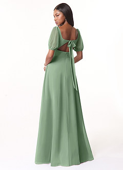 Azazie Alani Bridesmaid Dresses Matcha A-Line Square Neckline Chiffon Dress image2