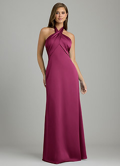 Azazie Nicole Brautjungfernkleider A-Linie Stretch-Satin Kleid Rote Pflaume image1