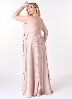 Azazie Peyton Bridesmaid Dresses Blushing Pink A-Line Ruched Chiffon Dress image10