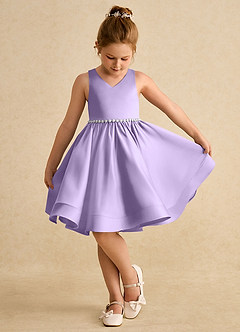 Azazie Julietta Flower Girl Dresses Lilac Ball-Gown Convertible Tulle Dress image7