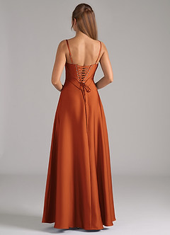 Azazie Valentine Bridesmaid Dresses Cinnamon A-Line Corset Stretch Satin Dress image5