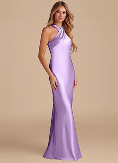 Azazie Doretta Bridesmaid Dresses Lilac Mermaid Bow Metallic Satin Dress image5