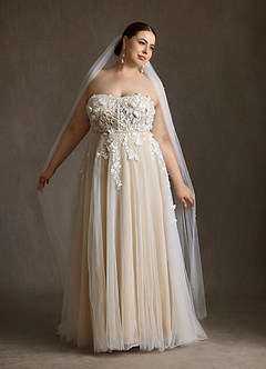 Azazie Wynery Robes de mariée Robe Princesse en Dentelle Épaules dénudées Diamant Nude image19
