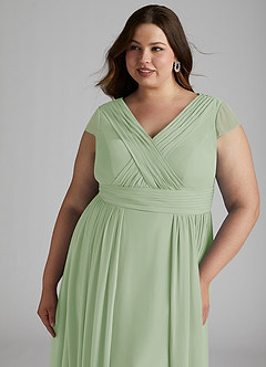 Azazie Organa Bridesmaid Dresses Dusty Sage A-Line Pleated Chiffon Dress image11